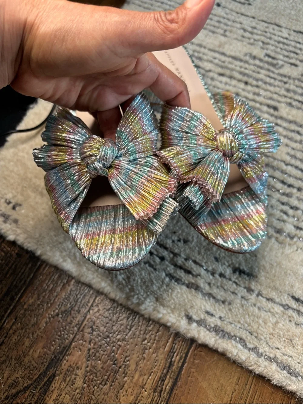 Loeffler Randall Emilia pastel candy stripe pleated bow heel